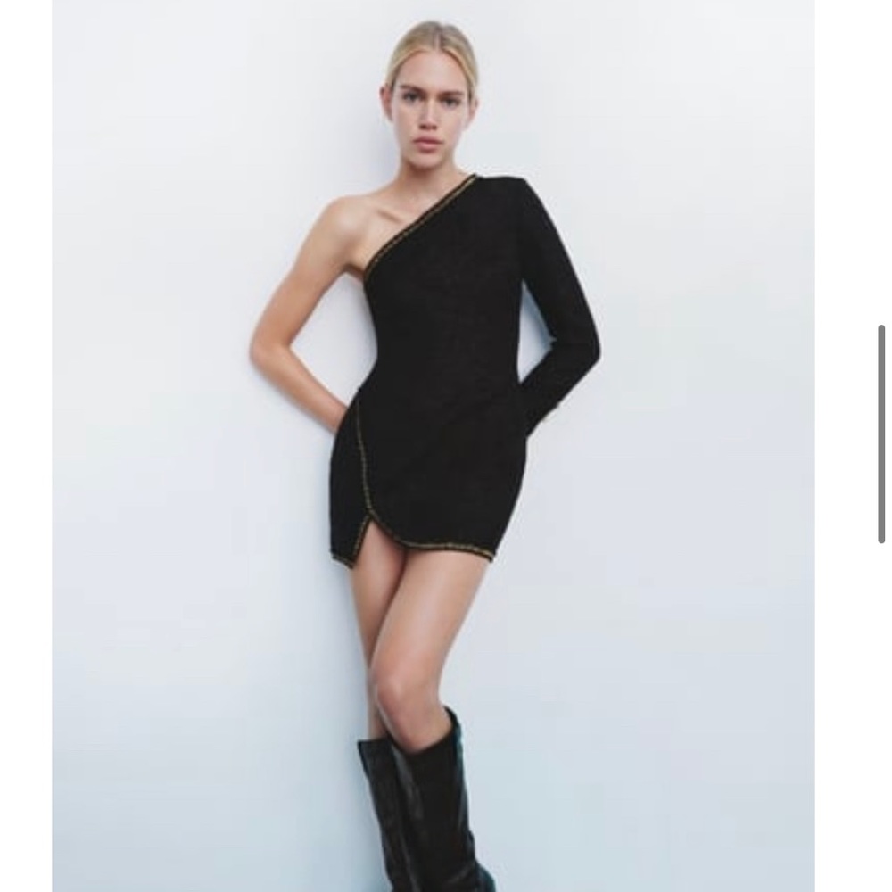 Zara Asymmetrical Mini Dress - Black S